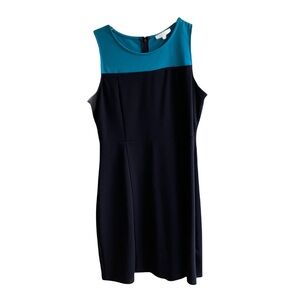 41 Hawthorn Lucida Sleeveless Dress Size L Colorblock Teal Ponte Knit Office
